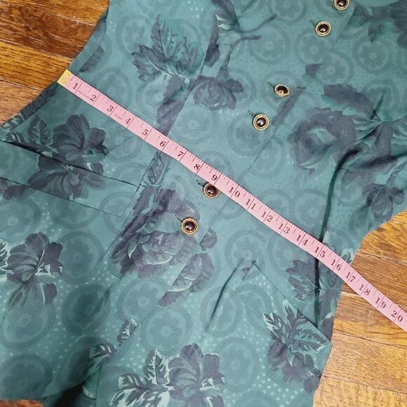 Vintage 90s Dark Green Moody Bohemian Cottagecore Button Down Blouse - Picture 11 of 14